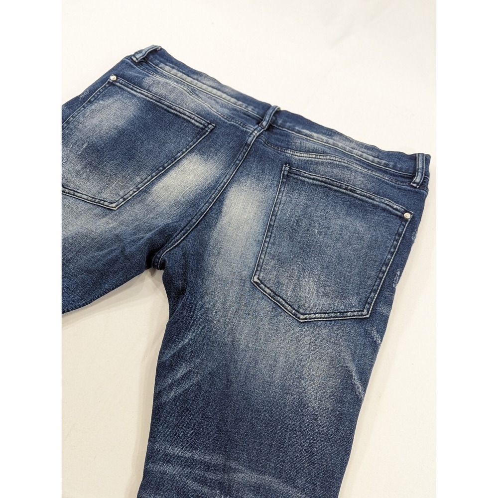 MacKeen Blue Jeans Pain Splatter Distressed Skinny Stretch‎ SZ 42x32 Zip Ankle - Picture 9 of 9